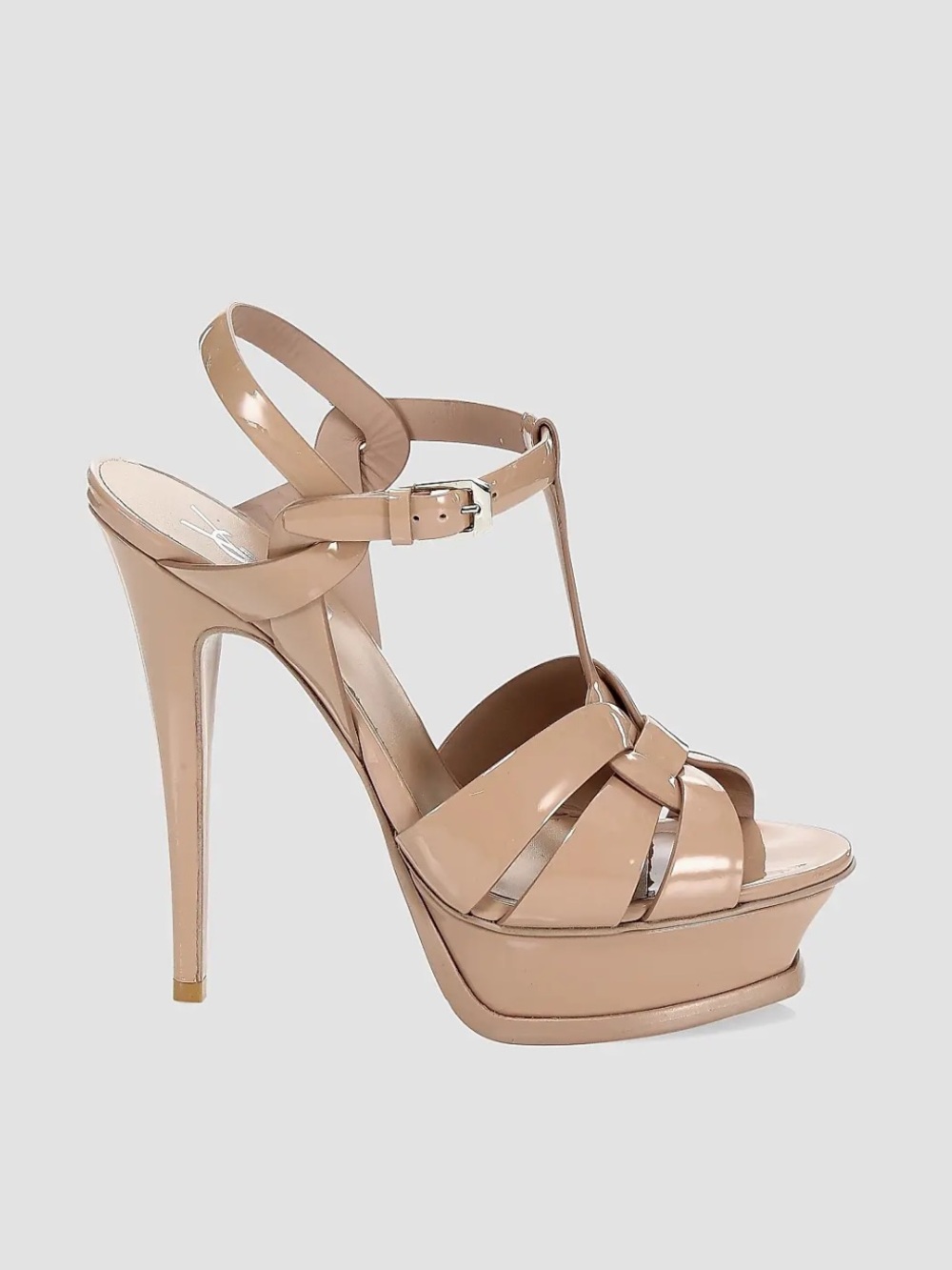 YSL tribute Patent Leather Platform Slingback Heels in Camel size 36